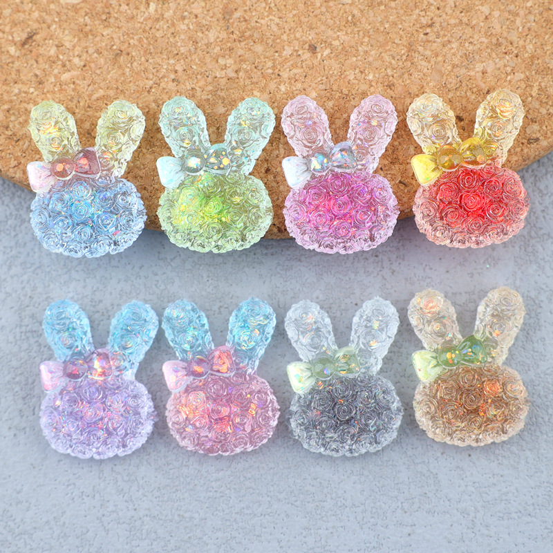 Resin Art Materials Kit - 5PCS 18*25mm Luminous Gradient Rabbit Resin