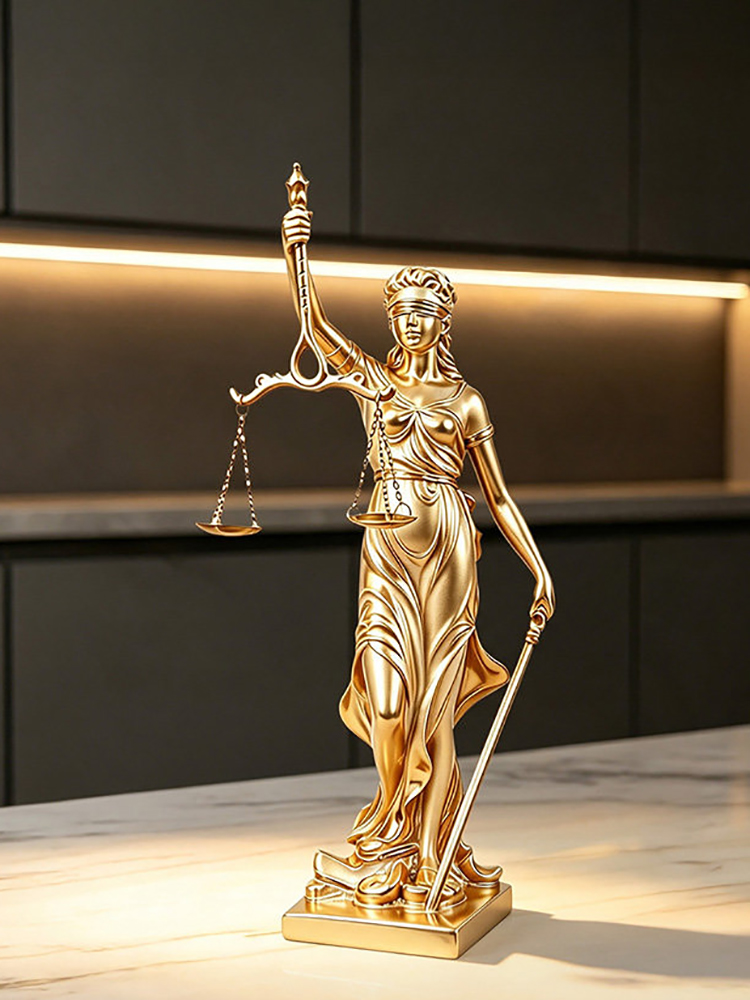 Resin Art For Anniversary Gift - Luxury Golden Statue of Justice Art