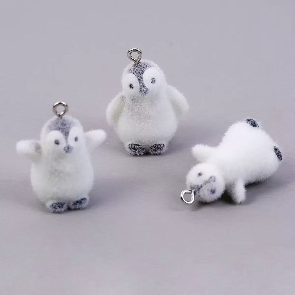 Resin Art Materials Kit - 5pcs Flocking Small Penguin Resin Charms