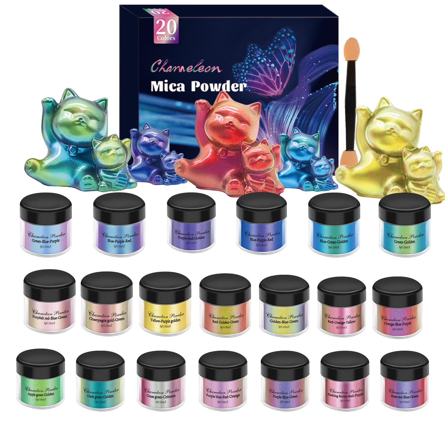 10/20pcs Mirror Chameleons Pig - đánh giá và giá Glitter Powder Resin