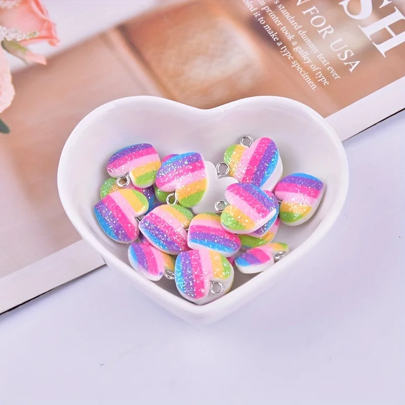 10Pcs Colorful Heart Resin Cha - đánh giá và giá Resin Art Materials Kit