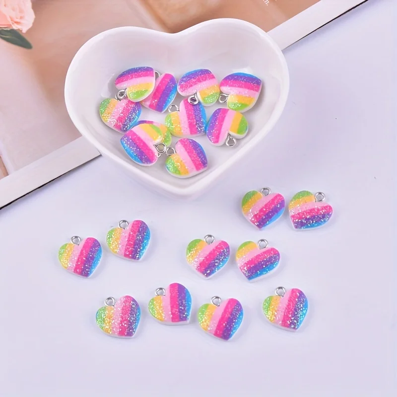 10Pcs Colorful Heart Resin Cha - đánh giá và giá Resin Art Materials Kit