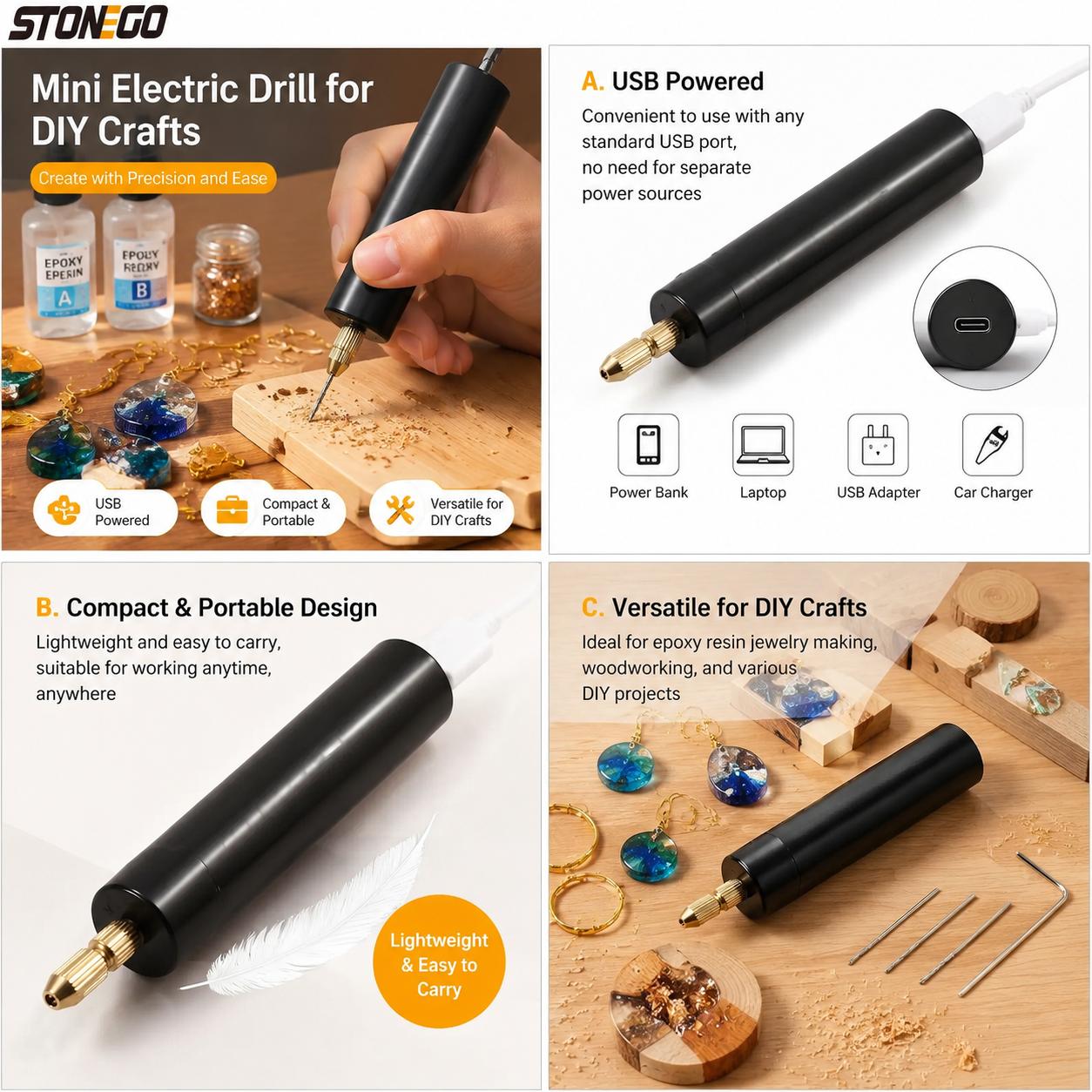 Mini USB Powered Electric Dril - đánh giá và giá Resin Art Pen